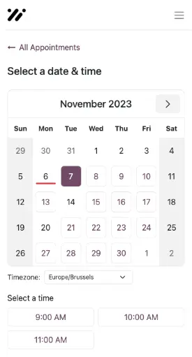 Website für Terminbuchung